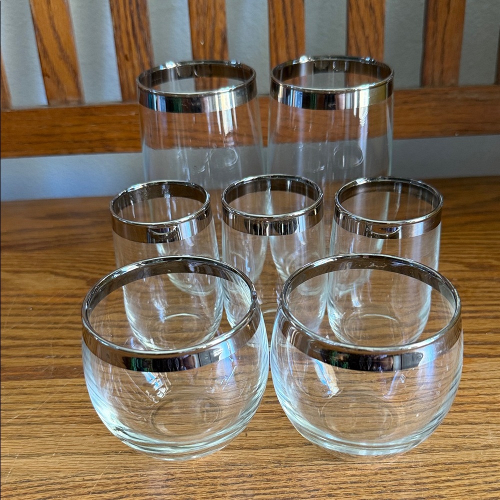 Elegant Silver-Trimmed Glassware Set